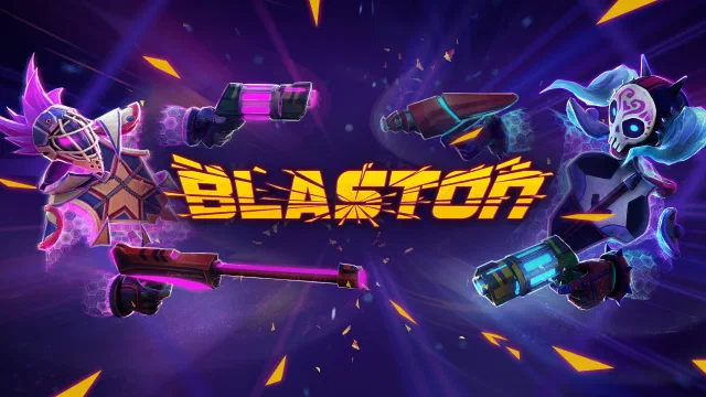 The hero art for the launch of Blaston, featuring Dracx and Lyxx.